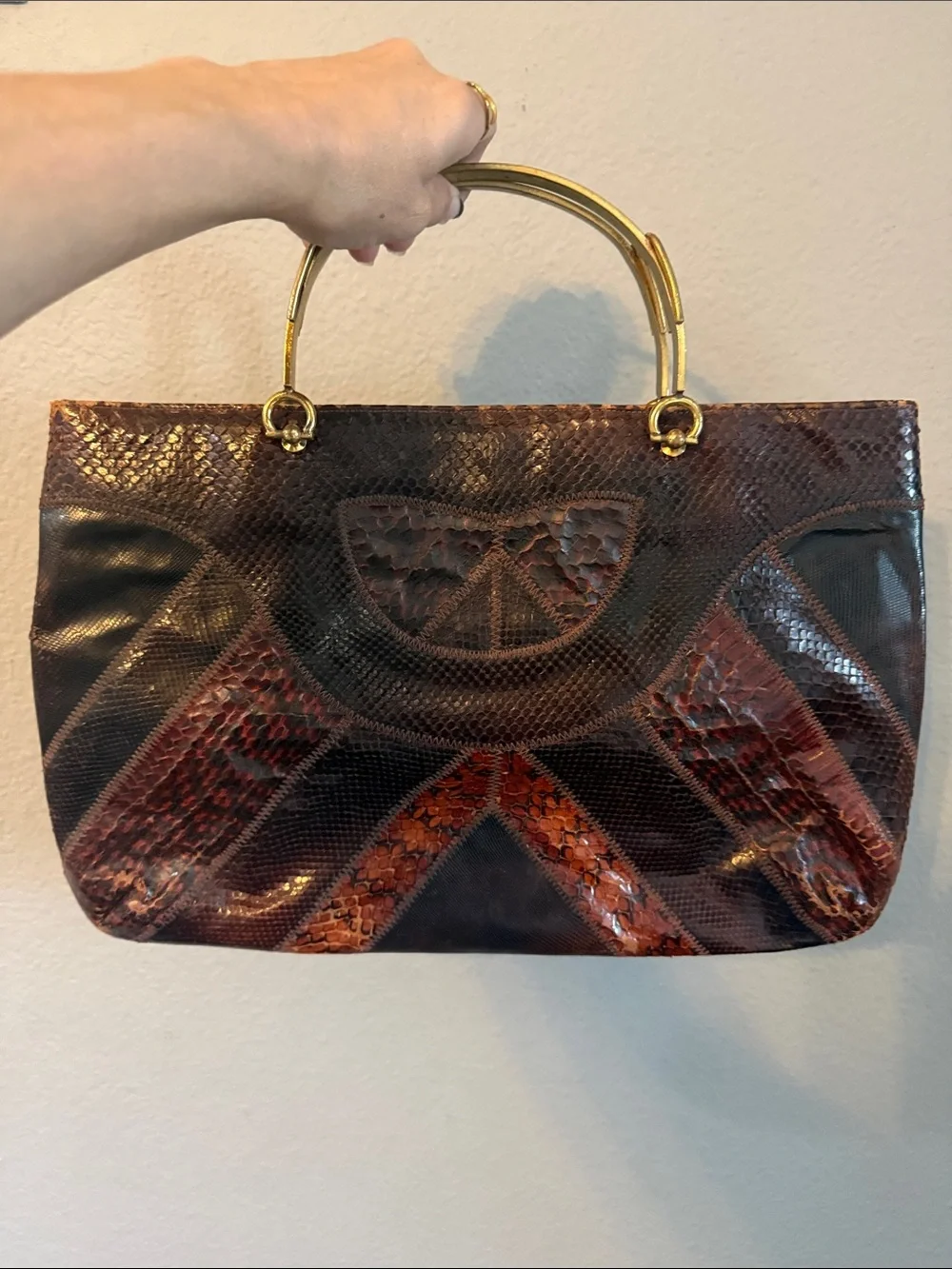 Vintage Bags by Varon Patchwork Snakeskin Handbag